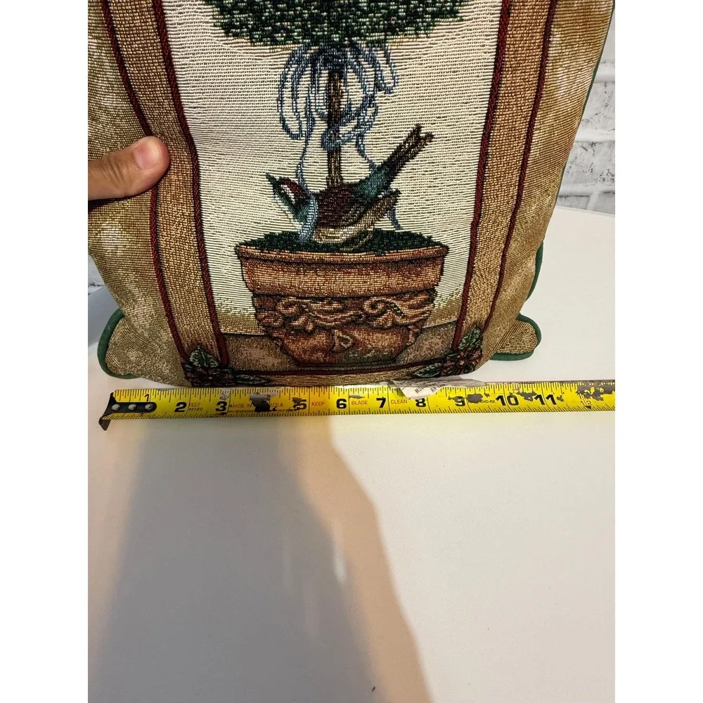 Vintage Floral Tapestry Throw Pillow Decorative Cushion Potted MADE USA